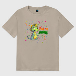 Женская футболка оверсайз Новогодний дракон желает удачи