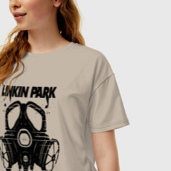 Футболка оверсайз женская Linkin Park - gas mask, цвет: миндальный — фото 2