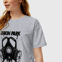 Футболка оверсайз женская Linkin Park - gas mask, цвет: меланж — фото 2