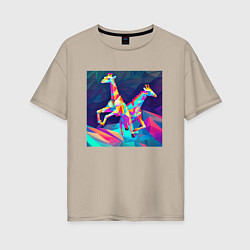 Женская футболка оверсайз Жирафы кубизм
