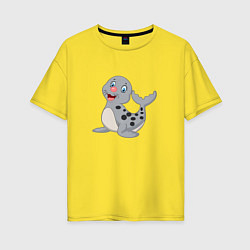 Женская футболка оверсайз Морской котик улыбака