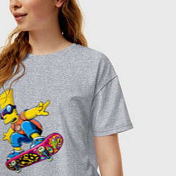 Футболка оверсайз женская Bart Simpson on a skateboard - extreme, цвет: меланж — фото 2