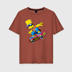 Женская футболка оверсайз Bart Simpson on a skateboard - extreme