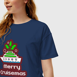 Футболка оверсайз женская Merry cruismas, цвет: тёмно-синий — фото 2