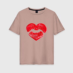 Женская футболка оверсайз Сердечный поцелуй
