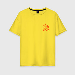 Футболка оверсайз женская Огненная лисица-демон - мини, цвет: желтый