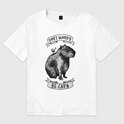 Женская футболка оверсайз Capybara and lil bird