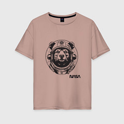 Женская футболка оверсайз Медведь космонавт nasa