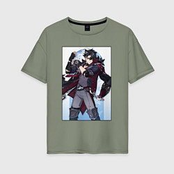 Футболка оверсайз женская Ризли Геншин импакт, цвет: авокадо