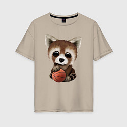 Женская футболка оверсайз Красная панда баскетболист