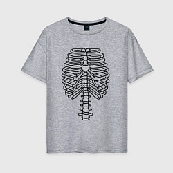 Женская футболка оверсайз Скелет рентген