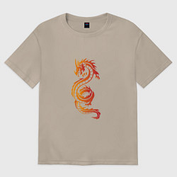 Женская футболка оверсайз Красный дракоша