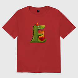 Футболка оверсайз женская Дракон с подарками, цвет: красный