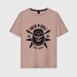 Женская футболка оверсайз Rock n roll - live fast rock hard