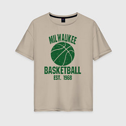 Футболка оверсайз женская Milwaukee basketball 1968, цвет: миндальный