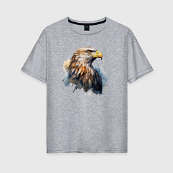 Футболка оверсайз женская Акварельный орел в брызгах краски, цвет: меланж