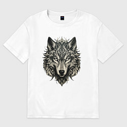 Футболка оверсайз женская Племенной волк, цвет: белый
