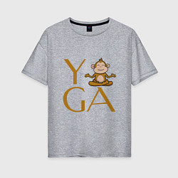 Женская футболка оверсайз Йога - обезьяна