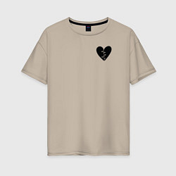 Женская футболка оверсайз Разбитое сердце в груди