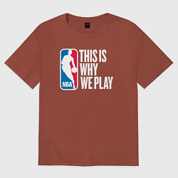 Футболка оверсайз женская NBA вот почему мы играем, цвет: кирпичный