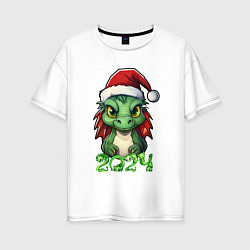 Женская футболка оверсайз Дракоша 2024 новогодний