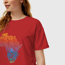 Футболка оверсайз женская Разноцветная зебра, цвет: красный — фото 2