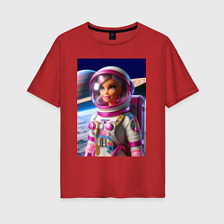 Женская футболка оверсайз Барби - крутой космонавт