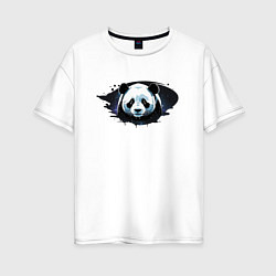 Футболка оверсайз женская Грустная панда портрет, цвет: белый