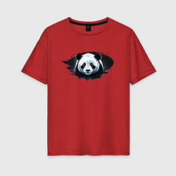 Женская футболка оверсайз Грустная панда портрет