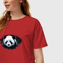 Футболка оверсайз женская Грустная панда портрет, цвет: красный — фото 2