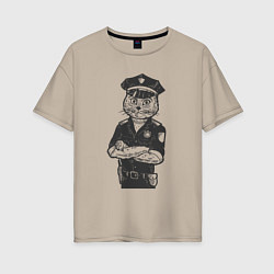 Женская футболка оверсайз Кот полицейский