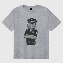 Футболка оверсайз женская Кот полицейский, цвет: меланж