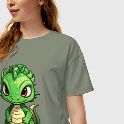 Футболка оверсайз женская Маленький дракон 2024, цвет: авокадо — фото 2