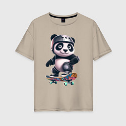 Женская футболка оверсайз Cool panda on a skateboard - extreme