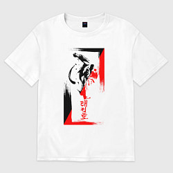 Футболка оверсайз женская Боевые искуства black and red, цвет: белый
