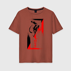 Женская футболка оверсайз Боевые искуства black and red