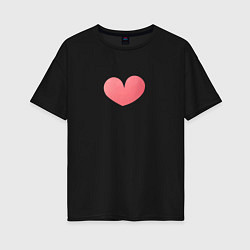 Женская футболка оверсайз Акварельное нежно-розовое сердце