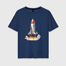 Женская футболка оверсайз Запуск космического корабля