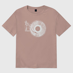 Футболка оверсайз женская Music vinyl, цвет: пыльно-розовый