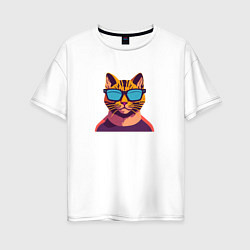Женская футболка оверсайз Модный кот