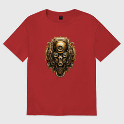 Футболка оверсайз женская Стимпанк маска, цвет: красный