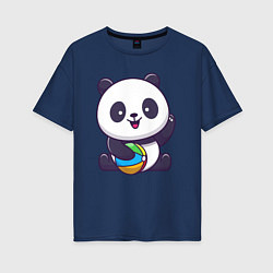 Женская футболка оверсайз Панда с мячиком