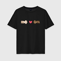 Женская футболка оверсайз Кошачьи лапки и сердце