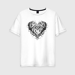 Женская футболка оверсайз Сердце узоры