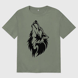 Женская футболка оверсайз Воющий волк