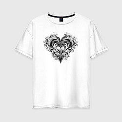 Женская футболка оверсайз Сердце узоры