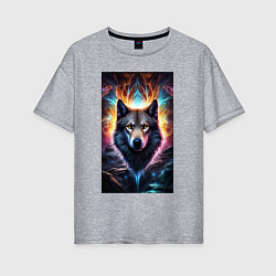 Женская футболка оверсайз Светящийся волк