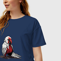 Футболка оверсайз женская Красный попугай, цвет: тёмно-синий — фото 2