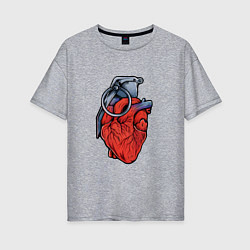 Женская футболка оверсайз Граната сердце