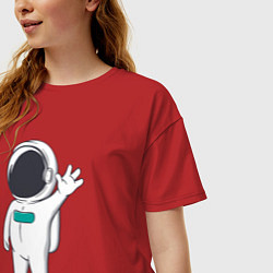 Футболка оверсайз женская Привет от космонавта, цвет: красный — фото 2